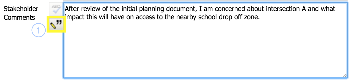 Screen grab from Consultation Manager of adding a Quotation to your public submission